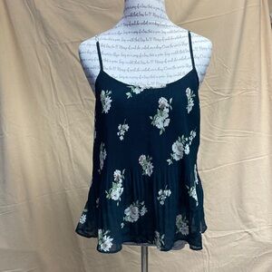 Abercrombie & Fitch Navy Floral Spaghetti Strap Top size XS